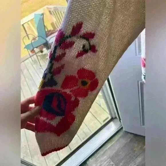 Vintage Cape Isle Knitters Floral Cardigan Sweater Handmade size m - Picture 4 of 7